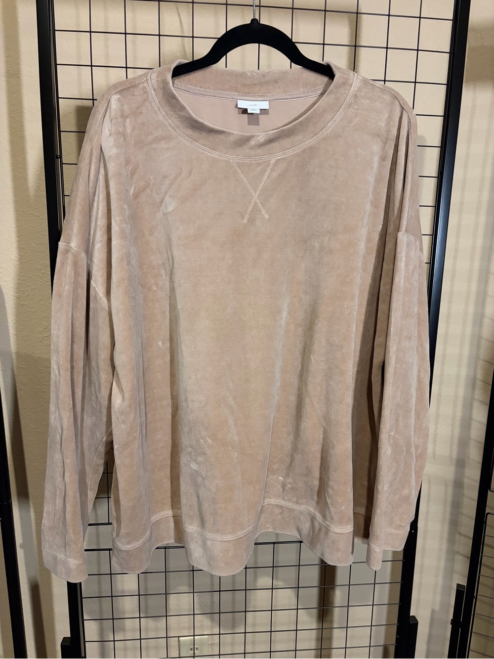J. Jill Beige Velour Crewneck Sweatshirt